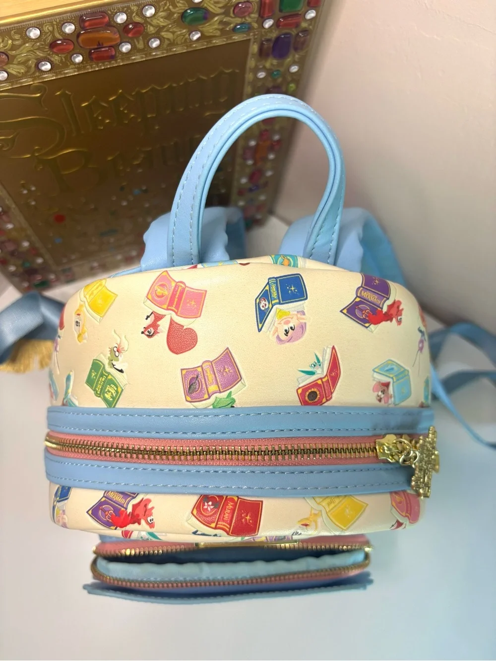 Disney x Loungefly Stacked Princess Books Mini Backpack - Cream & Pastel